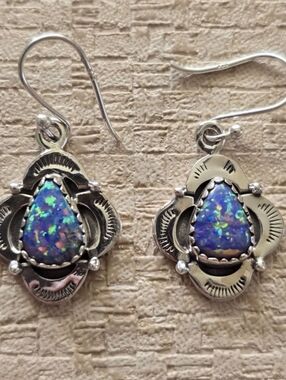 Fire Opal Earrings In Sterling Silver